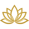 Minimalist golden lotus icon with symmetrical petals, centered on a clean background, representing purity, balance, and spiritual harmony.